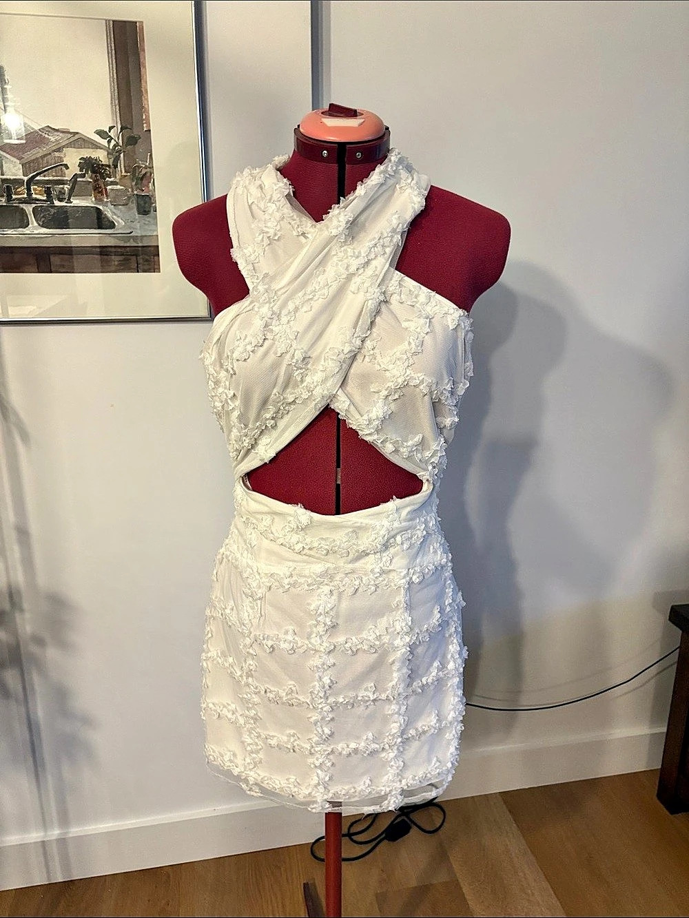 SABO White Lace Cutout Mini Dress Size XS (6) Like New